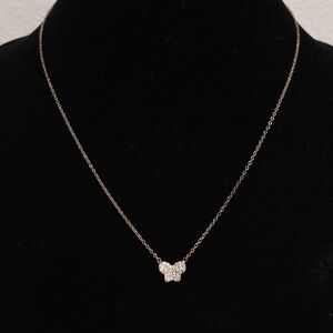 White Diamond  Butterfly Pendent  Necklace 14k Goldplated Sterling Silver 925New
